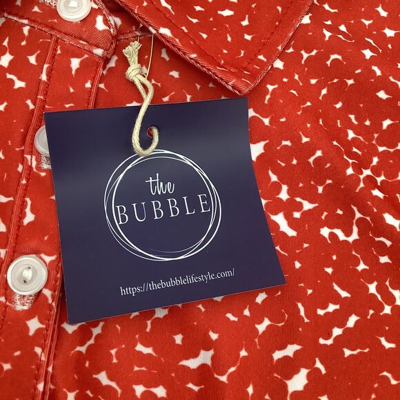 The Bubble Womens Short Sleeve Flutter‎ Tennis Golf Top Red Size Medium NWT - Picture 4 of 9